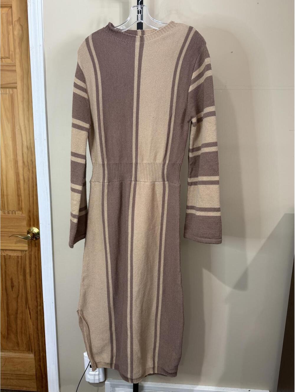 Shein Large Striped Long Sleeve Knit Dress Sweater Dress